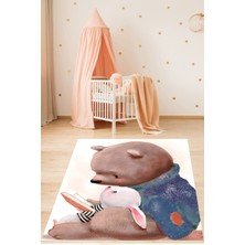 Pelangi Masalcı Ayı ve Tavşan Yıkanabilir Kaymaz Taban Leke Tutmaz Çocuk Odası Halısı