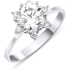 Fiyonk Kuyumculuk 14 Ayar Altın Beyaz Lotus Yüzük