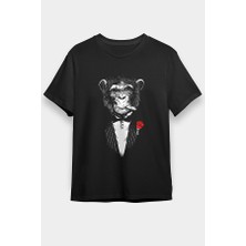Darkhane Mafya Babası Caesar Maymun Siyah Unisex Tişört T-Shirt