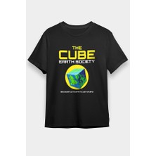 Darkhane Dünya Küp Siyah Unisex Tişört T-Shirt