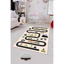 Pelangi Desenli Renkli Dijital Baskılı Yıkanabilir Kaymaz Taban Modern Mutfak Halısı (Süngersiz)