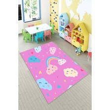 Pelangi Desenli Renkli Dijital Baskılı Yıkanabilir Kaymaz Taban Modern Mutfak Halısı (Süngersiz)