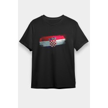 Darkhane Hırvatistan - Croatia Siyah Unisex Tişört T-Shirt