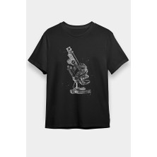 Darkhane Mikroskop Siyah Unisex Tişört T-Shirt