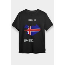 Darkhane Izlanda Siyah Unisex Tişört T-Shirt