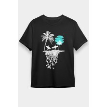 Darkhane Sörf - Surfing Siyah Unisex Tişört T-Shirt