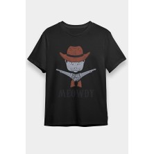 Darkhane Kovboy Kedi Siyah Unisex Tişört T-Shirt