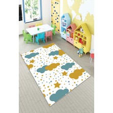 Pelangi Ekonomik Desenli Renkli Dijital Baskı Yıkanabilir Kaymaz Taban Modern Çocuk Halısı.(Süngersiz)