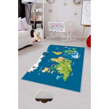 Pelangi Desenli Renkli Dijital Baskılı Yıkanabilir Kaymaz Taban Modern Mutfak Halısı (Süngersiz)