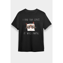 Darkhane Mutsuz Kedi Siyah Unisex Tişört T-Shirt