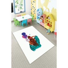 Pelangi Desenli Renkli Dijital Baskılı Yıkanabilir Kaymaz Taban Modern Mutfak Halısı (Süngersiz)