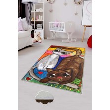 Pelangi Desenli Renkli Dijital Baskılı Yıkanabilir Kaymaz Taban Modern Mutfak Halısı (Süngersiz)