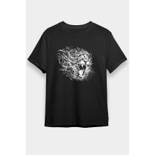 Darkhane Kükreyen Aslan Siyah Unisex Tişört T-Shirt