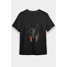 Darkhane Şirin Doberman Siyah Unisex Tişört T-Shirt