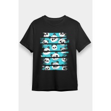 Darkhane Panda Siyah Unisex Tişört T-Shirt