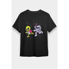 Darkhane Astronottan Kaçış Alien Siyah Unisex Tişört T-Shirt