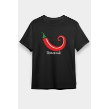 Darkhane Altın Oran Kırmızı Biber Siyah Unisex Tişört T-Shirt
