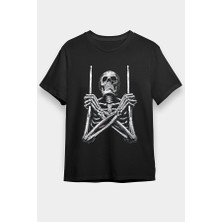 Darkhane Baterist Kurukafa Siyah Unisex Tişört T-Shirt