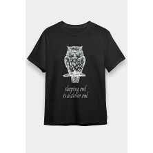 Darkhane Baykuş Bir Baykuştur Siyah Unisex Tişört T-Shirt