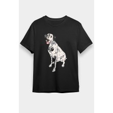 Darkhane Neşeli ve Benkli Dalmaçyalı Siyah Unisex Tişört T-Shirt