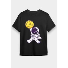 Darkhane Sevimli Basketbolcu Astronot Siyah Unisex Tişört T-Shirt