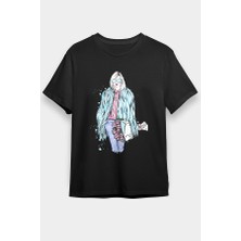 Darkhane Mavi Kürk Fashion Siyah Unisex Tişört T-Shirt