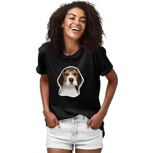 Darkhane Beagle Sevimli  Siyah Unisex Tişört T-Shirt