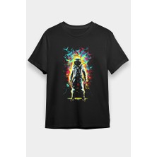 Darkhane Renkli Astronot Siyah Unisex Tişört T-Shirt
