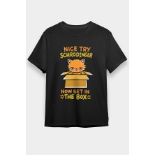 Darkhane Schrödinger'in Kedisi Kutuda Siyah Unisex Tişört T-Shirt