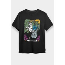Darkhane Oğlak Burcu Siyah Unisex Tişört T-Shirt