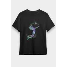 Darkhane Voleybol Siyah Unisex Tişört T-Shirt