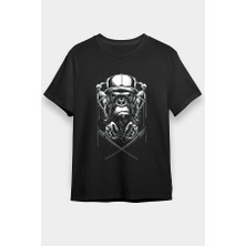 Darkhane Graffiti Goril Siyah Unisex Tişört T-Shirt