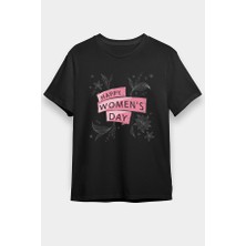 Darkhane 8 Mart Dünya Kadınlar Günü Siyah Unisex Tişört T-Shirt
