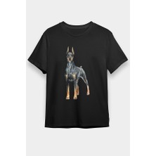 Darkhane Sevimli Doberman Siyah Unisex Tişört T-Shirt