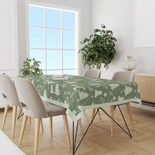 Haki Yılbaşı Desenli Süet Dertsiz Masa Örtüsü