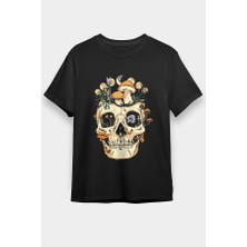 Darkhane Mantar Kurukafa Siyah Unisex Tişört T-Shirt