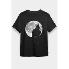 Darkhane Dolunaydaki Karga Siyah Unisex Tişört T-Shirt