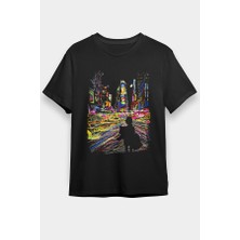 Darkhane Times Square Siyah Unisex Tişört T-Shirt