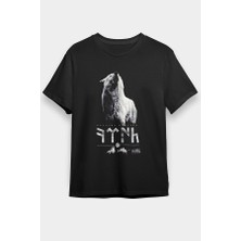 Darkhane Göktürk Uluyan Kurt Siyah Unisex Tişört T-Shirt