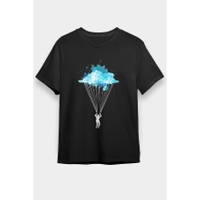 Darkhane Yamaç Paraşütü - Paragliding Siyah Unisex Tişört T-Shirt