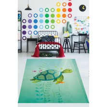 Pelangi Deniz Kaplumbağası Bohem Tarzı Iskandinav Yıkanabilir Kaymaz Taban Leke Tutmaz Çocuk Odası Halısı