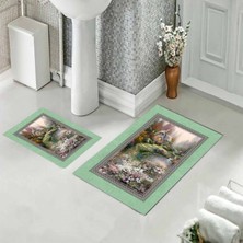 Pelangi Banyo Halısı Ikili Klozet Takımı Kaymaz Tabanlı (60 cm x 100 cm + 40 cm x 60 Cm)