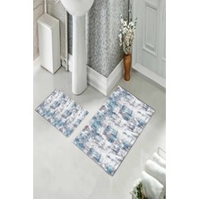 Pelangi Banyo Halısı Ikili Klozet Takımı Kaymaz Tabanlı (60 cm x 100 cm + 40 cm x 60 Cm)