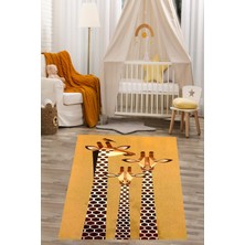Pelangi Zürafa Arkadaşlar Desenli Yıkanabilir Kaymaz Taban Leke Tutmaz Çocuk Odası Halısık