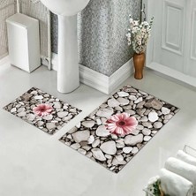 Pelangi Banyo Halısı Ikili Klozet Takımı Kaymaz Tabanlı (60 cm x 100 cm + 40 cm x 60 Cm)