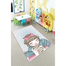 Pelangi Desenli Renkli Dijital Baskı Yıkanabilir Kaymaz Taban Modern Çocuk Halısı ve Yolluk.