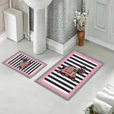 Pelangi Banyo Halısı Ikili Klozet Takımı Kaymaz Tabanlı (60 cm x 100 cm + 40 cm x 60 Cm)