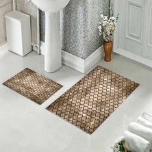 Pelangi Banyo Halısı Ikili Klozet Takımı Kaymaz Tabanlı (60 cm x 100 cm + 40 cm x 60 Cm)