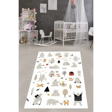 Pelangi Iskandinav Ormanda Sevimli Ayı Yıkanabilir Kaymaz Taban Leke Tutmaz Çocuk Odası Halısı