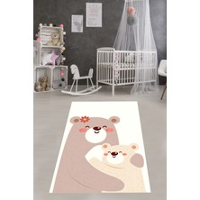 Pelangi Sarılan Ayıcıklar Anne Çocuk Ayıcık Temalı Yıkanabilir Kaymaz Taban Leke Tutmaz Çocuk Odası Halısık